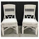 Pair of white wicker chairs