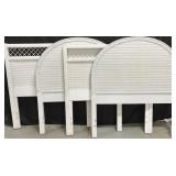 Four white wicker headboards/footboards
