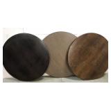 Three round folding tables