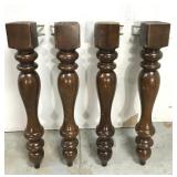 Four solid wood table legs