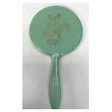 Vintage aqua hand held beauty mirror