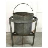 Galvanized bucket and stand