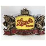 Vintage plastic Strohs beer sign