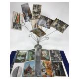 Vintage postcard holder & old postcard collection