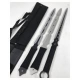 Trio of Japanese throwing swords w/ cases