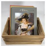 Horizon art book lot w/ handled wood crate