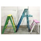 Lot of 3 painted step ladders