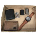 Wallets, lighters and watch