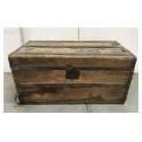 Weathered antique wood trunk