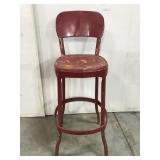 Vintage red metal stool chair