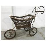 Antique wicker and metal carriage