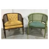 Pair of vintage cane club chairs