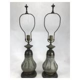 Pair of brass lamps