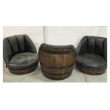 Barrel bar stool seats trio
