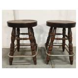 Pair of vintage wooden stools