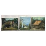 Oil painting trio on canvas