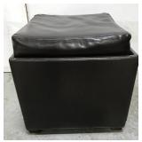 Brown leather ottoman with storage