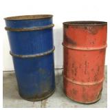 Pair of old metal drums