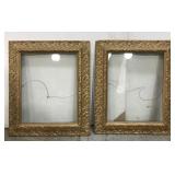 Vintage ornate wavy glass in gilt frame pair