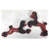 Mid century red poodle chalkware wall decor