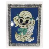 Vintage framed foil art puppy dog