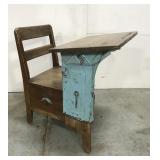 Antique wood student desk w/ drawer