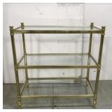 Brass three glass tier shelf