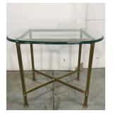 Brass glass top side table
