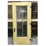 Antique oak wood & glass panel door