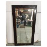 Antique stained oak framed mirror