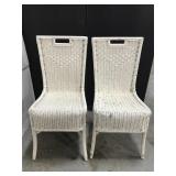 Pair of Heywood Wakefield white wicker chairs