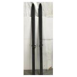 Antique wooden skis w/ leather straps