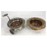 Brass dishes with wood inlay