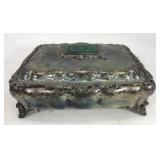 Vintage silverplate box with stone inlay