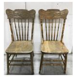 Pair of wood dining chairs