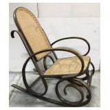 Bent wood cane back rocking chair