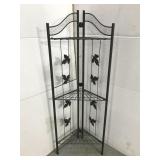 Garden corner three tiered metal shelf