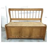 Solid wood bench w/ underneath storage