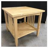 Mission style blonde wood end table