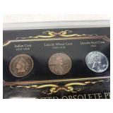 Rare US minted obsolete pennies in case