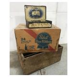 Three old boxes