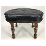 Black patent leather and wood stool