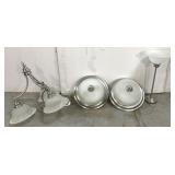 Frosted glass light fixtures lot with chandelier