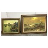 Pair of nautical themed framed paintings