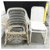 Two white wicker chairs