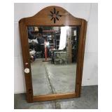 Vintage wood mirror w/ flower cut out