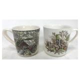 Vintage transferware mug pair