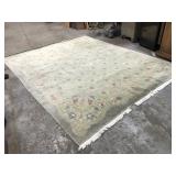 Mint color floral area rug