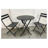 Folding metal bistro table and chair set