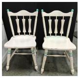 White shabby chic chair pair